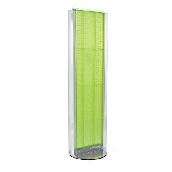 Two-Sided Pegboard Floor Display w/ C-Channel Sides on Revolving Base. Spinner Rack Stand.